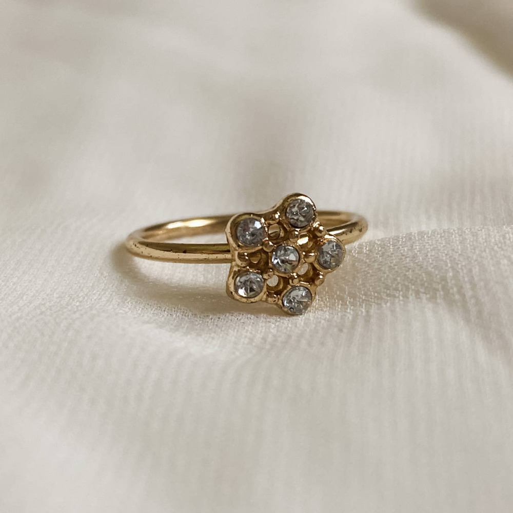 VTG Gold Flower Diamond Stacker Ring
